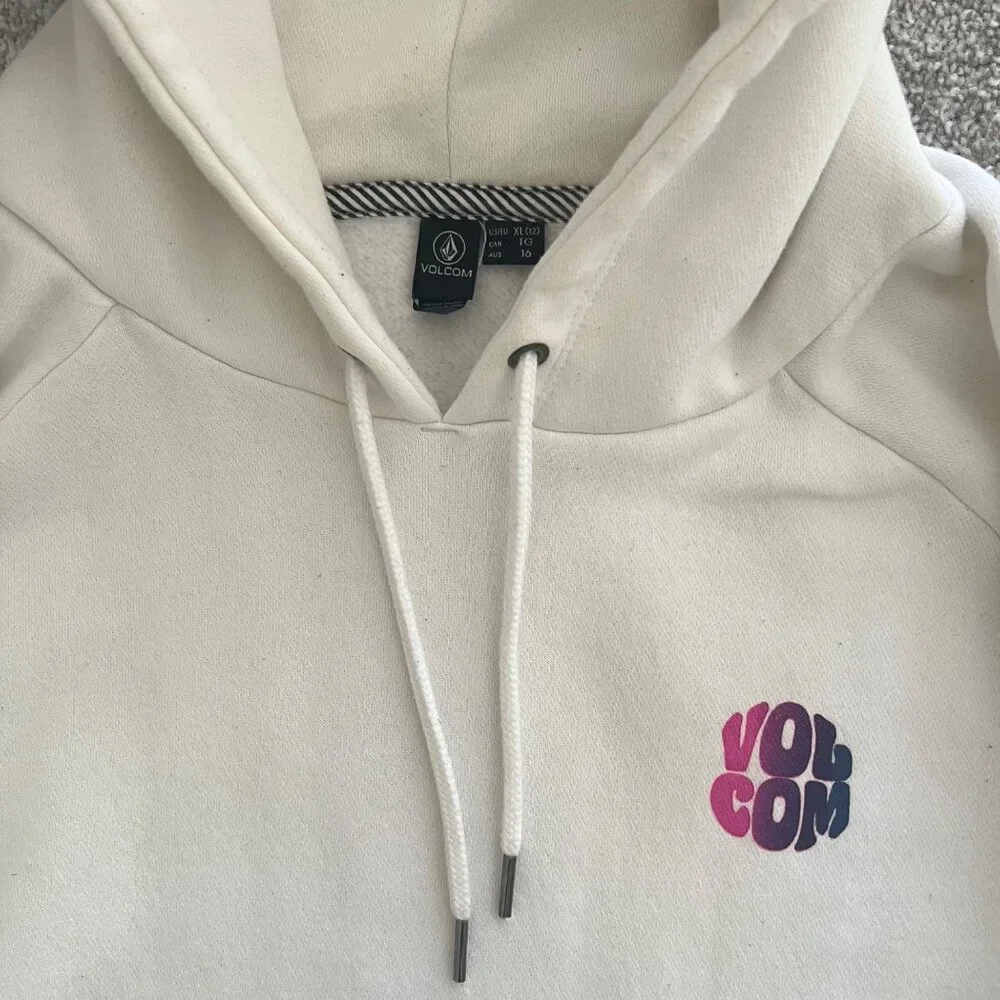 Y2K Volcom Cozy Star Shields White Graphic Hoodie size XL - Picture 2 of 8